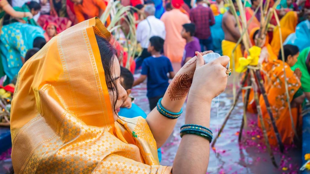 Worshiping Sun on Chhath 