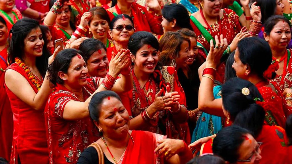Women Dancing on Teej 
